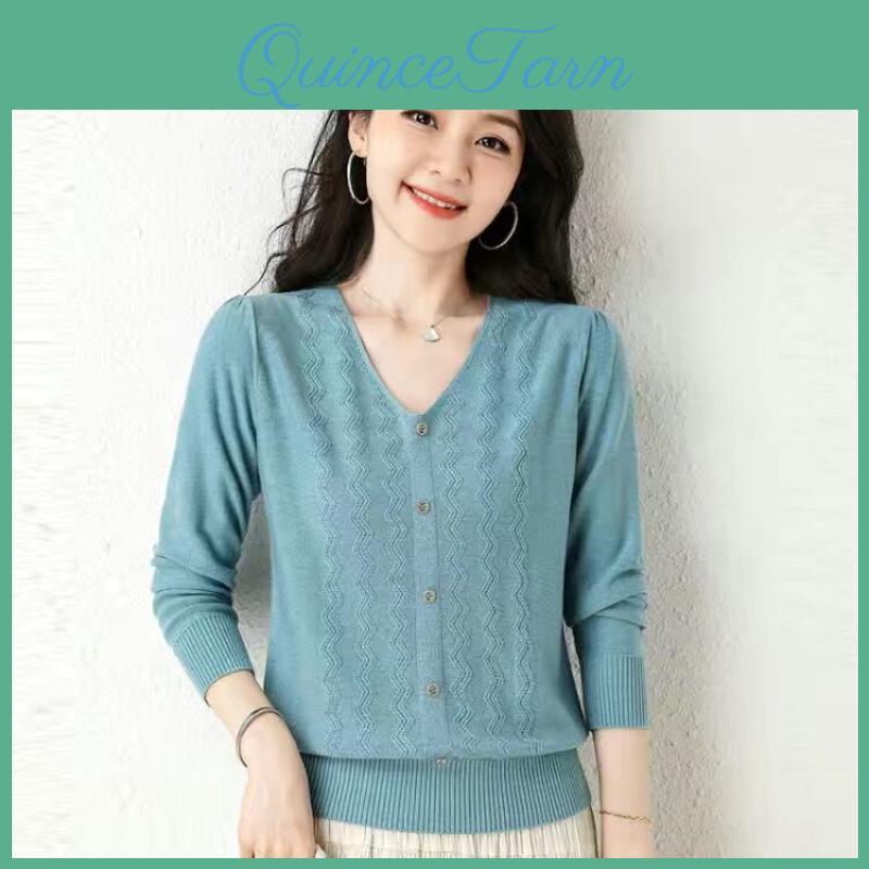 Top Womens And Sweater Spring Autumn Thin Vneck Loose Short Top Fashion Versatile Coat