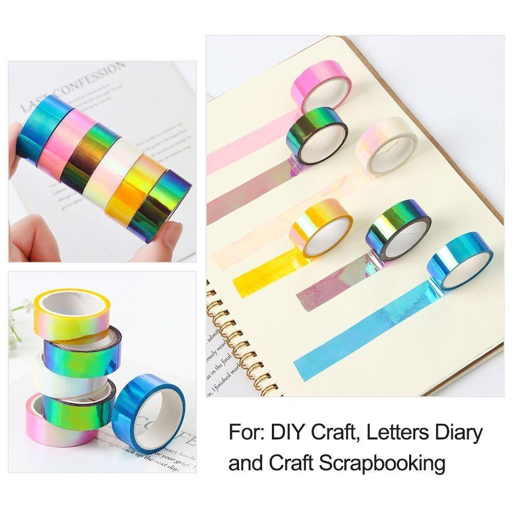 Waterproof Graphic Tape Rainbow Sparkle Metallic Tape Mirror Wrapping Holographic School Supplies.