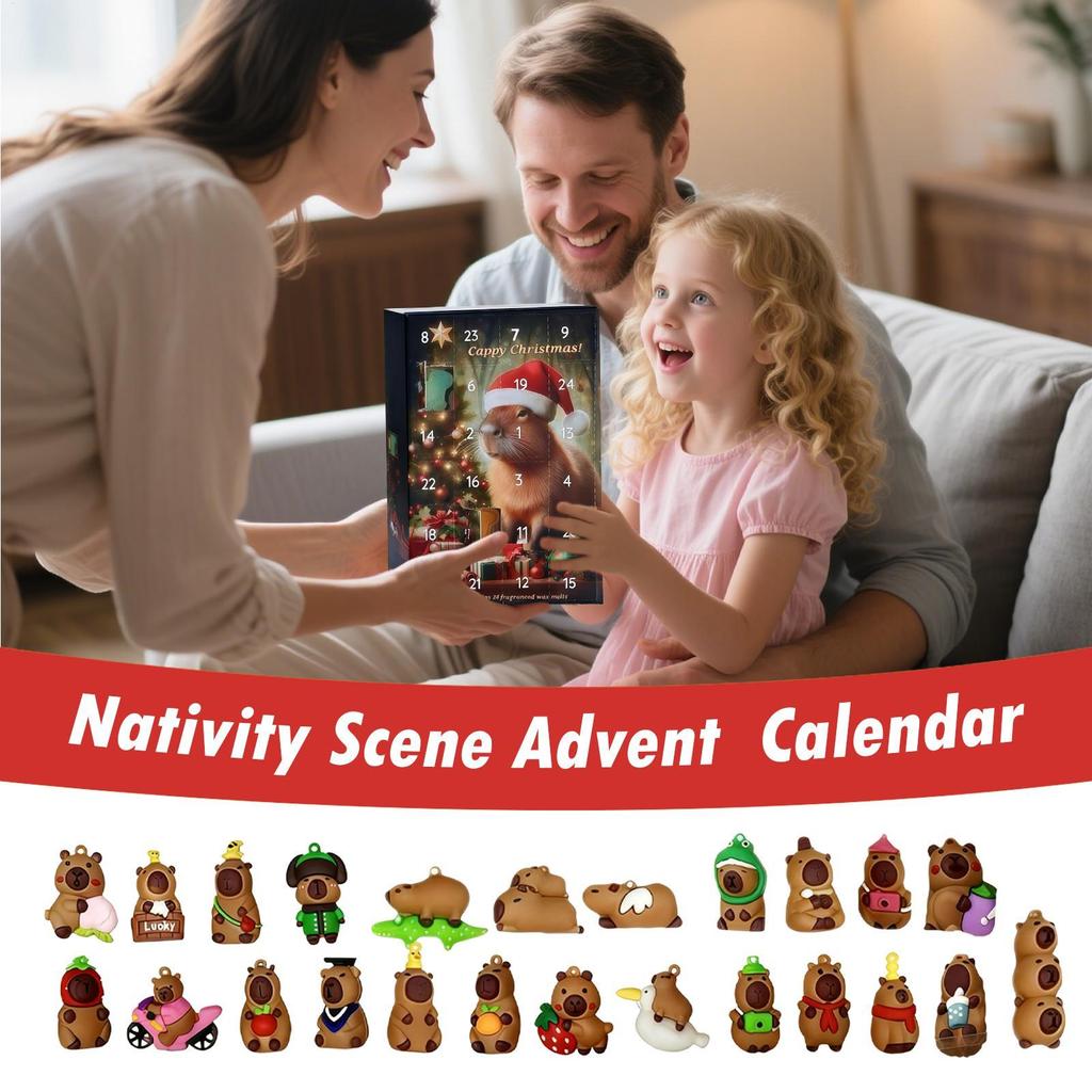 Capybara 3D Christmas Advent Calendar 24 Days Countdown Pendants Home Party Christmas Tree Decorations Hanging Ornaments Gifts