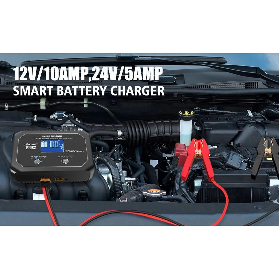 Двухканальное автомобильное зарядное устройство 12 В 10 А 24 В 5 А для литиевых AGM гелевых свинцово-кислотных аккумуляторов LiFePO4, автоматическое зарядное устройство для мотоциклов
