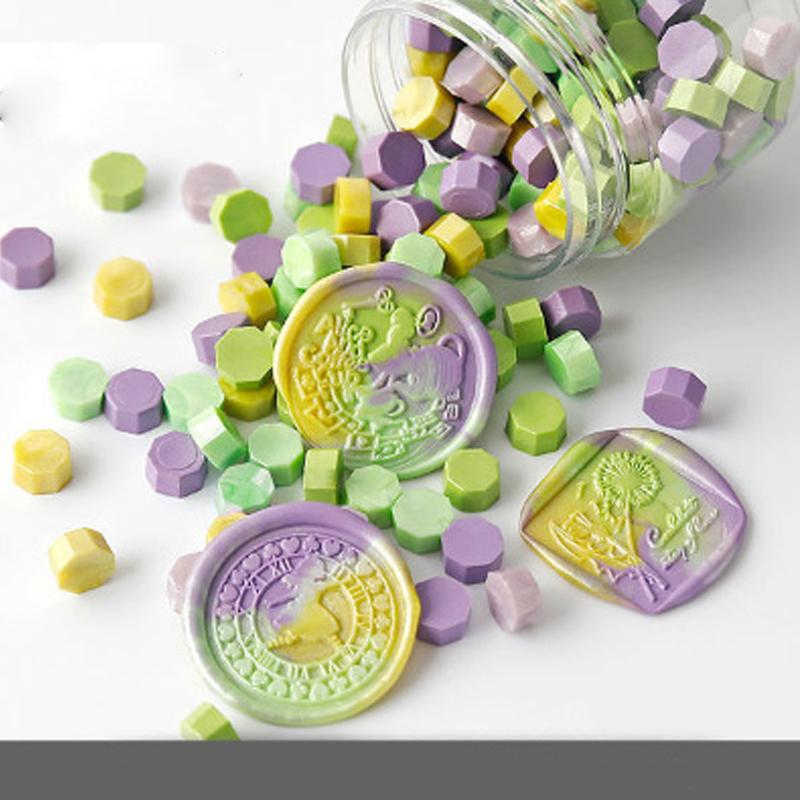 180pcs Wax Seal Beads Blue Purple Mix Five Colors Octagon Sealing Wax Beads for Wedding Invitations Wax Seal Stamp Xmas Gift Wra