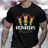Cotton Reinbeers Christmas Men's Short Sleeved Print T-Shirts Casual Men T-shirt Merry Christmas Beers Male Tees Festive Drinking Tee