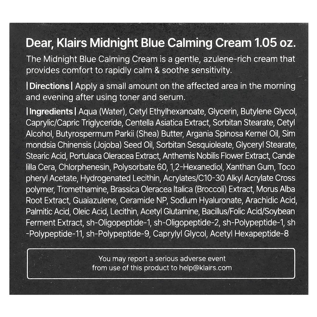 Klairs, Midnight Blue Calming Cream, 1 Oz (30 Ml)