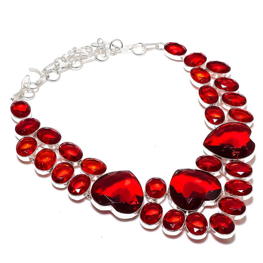 Mozambique Garnet Handmade 925 Sterling Silver Jewelry Necklace 18" O0S50