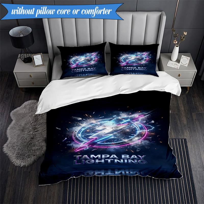 3PCS Tampa Lightning Logo Bedding Set,Including 1pc Duvet Cover And 2pcs Pillowcases Perfect for Bedroom, Dormitory, Fan Christmas gift