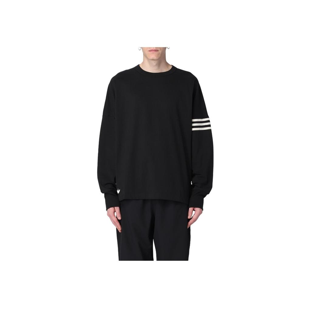 Adidas Футболка с длинным рукавом Originals Trefoil Crew Neck, мужские топы, черный цвет HR8697