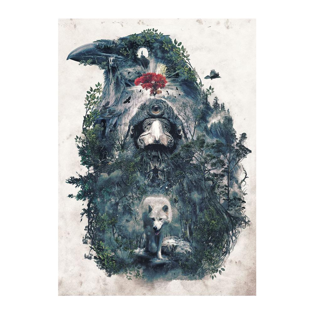 Царство кошек Птица Волк Картина на холсте День или ночь Пейзаж и постеры с животными Печать Настенные художественные фотографии Идеальное украшение для гостиной Домашнее украшение Куадрос