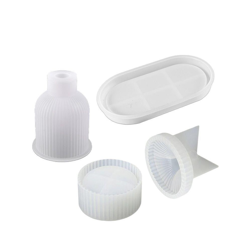 Dress Round Vase Silicone Mold Diy Plaster Striped Organizer Flower Arrangement Table Ornament Combination Making Mould
