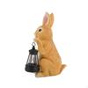 Solar Light Garden Statue Bunny Ornament Father and Son Decor Rustic Patio Decoration for Lawn