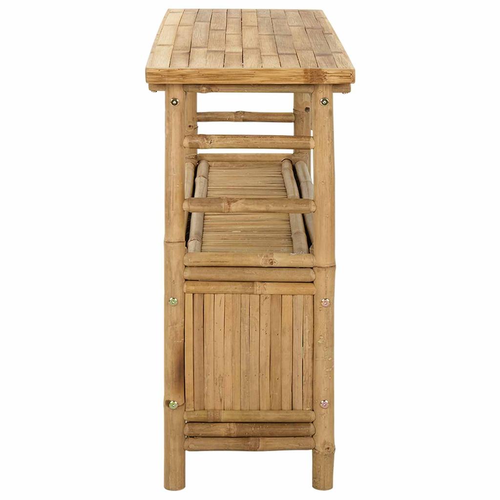 Bamboo Console Table with Shelf and Door Natural Color 110 x 35 x 75 cm