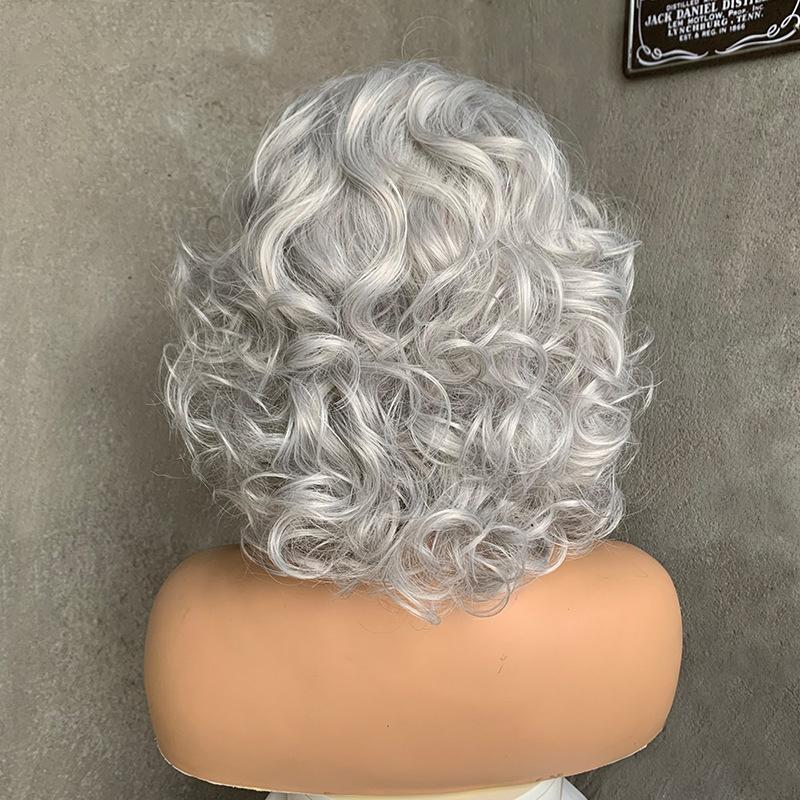 Смешанные серебристо-серые короткие волнистые волосы женские средней длины черный кудрявый парик синтетический натуральный парик для вечеринок повседневный термостойкое волокно
