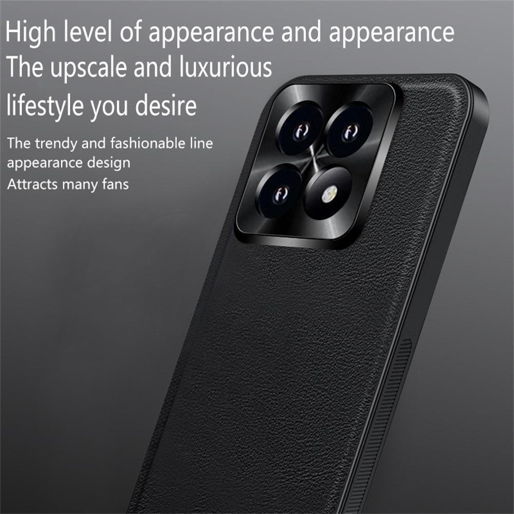 For Xiaomi 14T Pro Case PU+TPU+PC Phone Back Cover with Metal Lens Frame