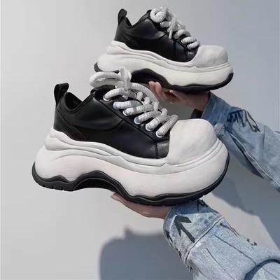 Осенние новые туфли на толстой подошве для женщин, с круглым носком, ремешком спереди, толстой подошвой, противоскользящие, износостойкие, низкие