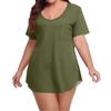 Women's Solid Color Large Size V-neck Top Loose Pocket T-shirt