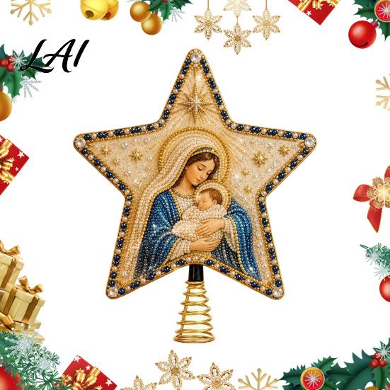 DIY Tree Decoration Kit Christian Faux Pearl Art Christmas Topper Kit Faith Nativity Holiday Festive Craft Decoration Handmade Beaded Star