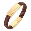 Genuine Leather Braided Men Vintage Bracelet Stainless Steel Buckle Bracelet Fashion Men Bangle Pulseras