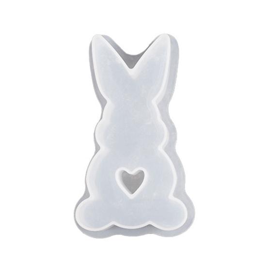Easter Bunny Candle Silicone Mold Hollow Love Heart Non-stick DIY Homemade Aromatherapy Scented Candle Decoration Gypsum Epoxy Resin Casting Mould