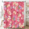 Pink Bath Shower Curtain with Floral Print Modern Home Decor for Bathroom Accessories Decoration Set 72 X 84 Inches, Pink Purple