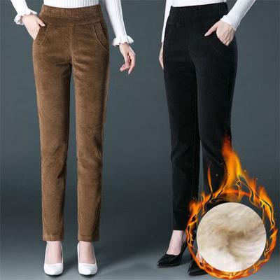Осень-зима женские теплые утепленные леггинсы больших размеров верхняя одежда свободные прямые вельветовые брюки