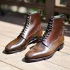 Модные коричневые ботильоны для мужчин, деловые байкерские ботинки, короткие мужские ботинки со шнуровкой и круглым носком, Botas De Trabajo Hombre