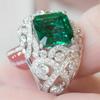 Huitan Elegant Lady's Rings for Wedding Anniversary Party Full Bling Iced Out Green CZ Rings Color Mom's Gift New Jewelry