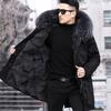 Мужская парка с подкладкой из цельного меха норки, новый зимний стиль, меховое пальто мехом к коже, имитация кашемира норки, средней длины