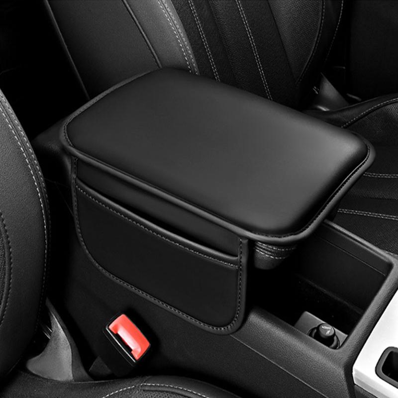 Car Armrest Cushion PU Leather Arm Rest Box Pad with Both Side Storage Bag