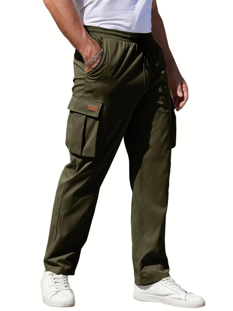 New Cargo Pants Men's Loose Straight Oversize Clothing Solid Grey Versatile Work Wear Black Joggers Multiple Pockets Casual Male Trousers
