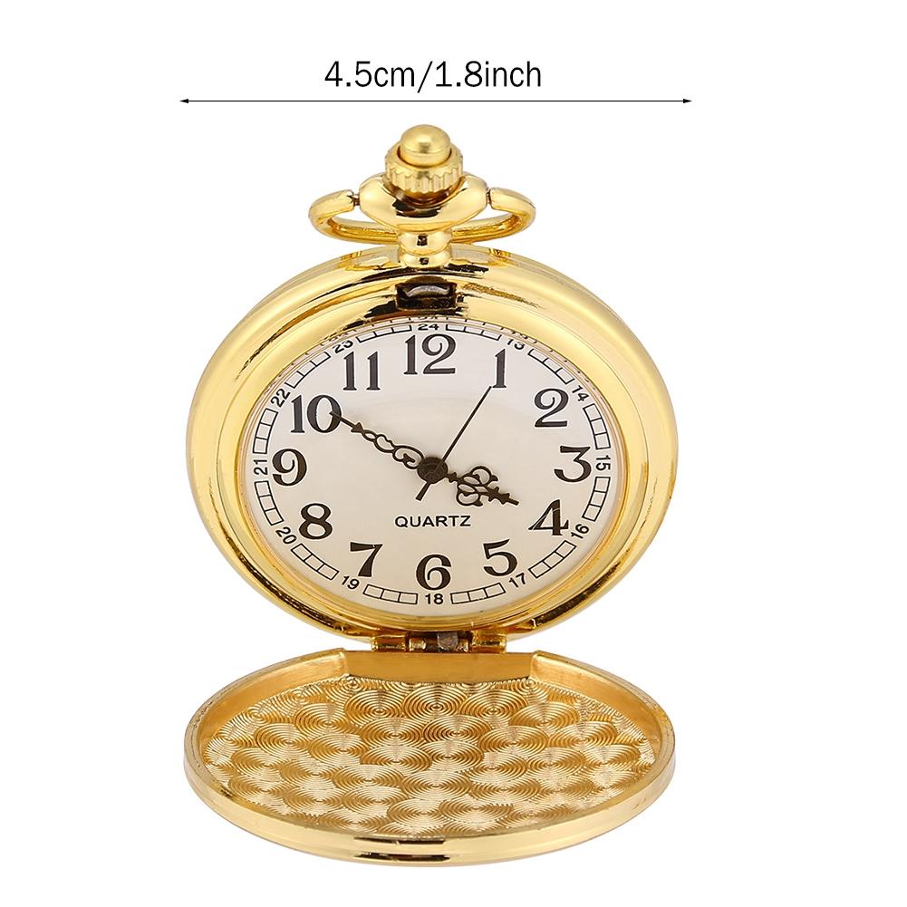 Классические кварцевые аналоговые гладкие карманные часы с подвеской на цепочке из золота