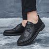 British Style Split Leather Men's Casual Business Lace Up Moccasin Shoes Comfortable Non Slip Fashion Black Dress Formal Casual Leather Shoes