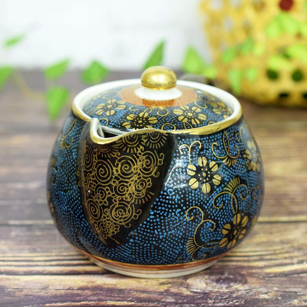 tea strainer Kutani ware iron Japanese tea made in Japan [With easy-to-clean net] pot, teapot, blue-grain porcelain, tableware, utensils,