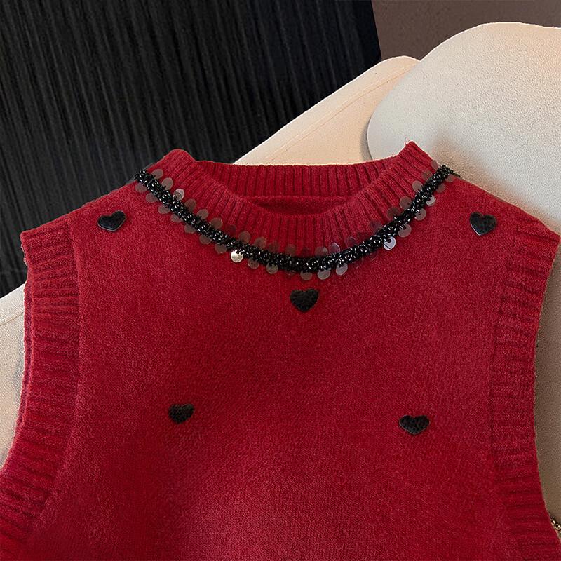 Женский вязаный жилет с бисером Sibaishe