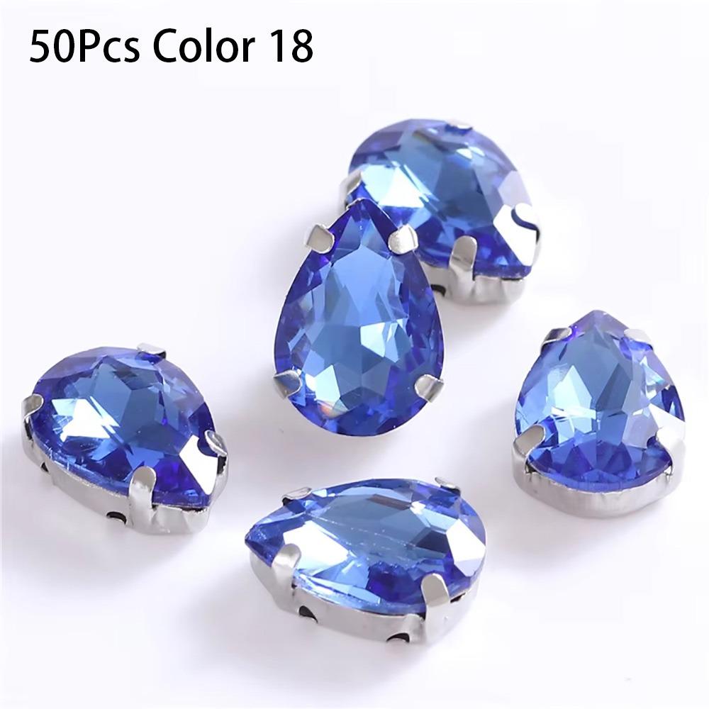 50Pcs/Pack Teardrop Shape Glitter Sewing Rhinestones Diamond Beads Ornament For Needlework