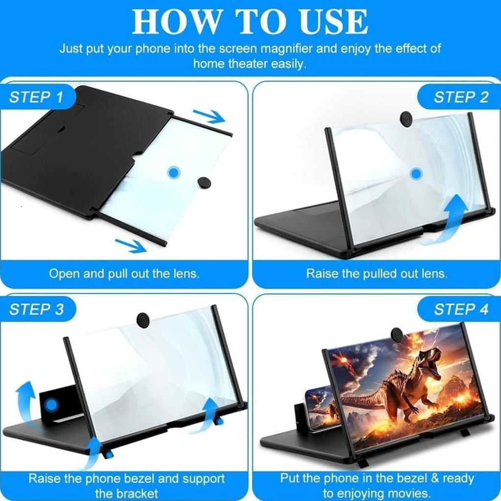 10-дюймовая складная лупа для мобильного экрана, подставка для телефона для рабочего стола, 3D лупа для экрана мобильного телефона, HD видеоусилитель