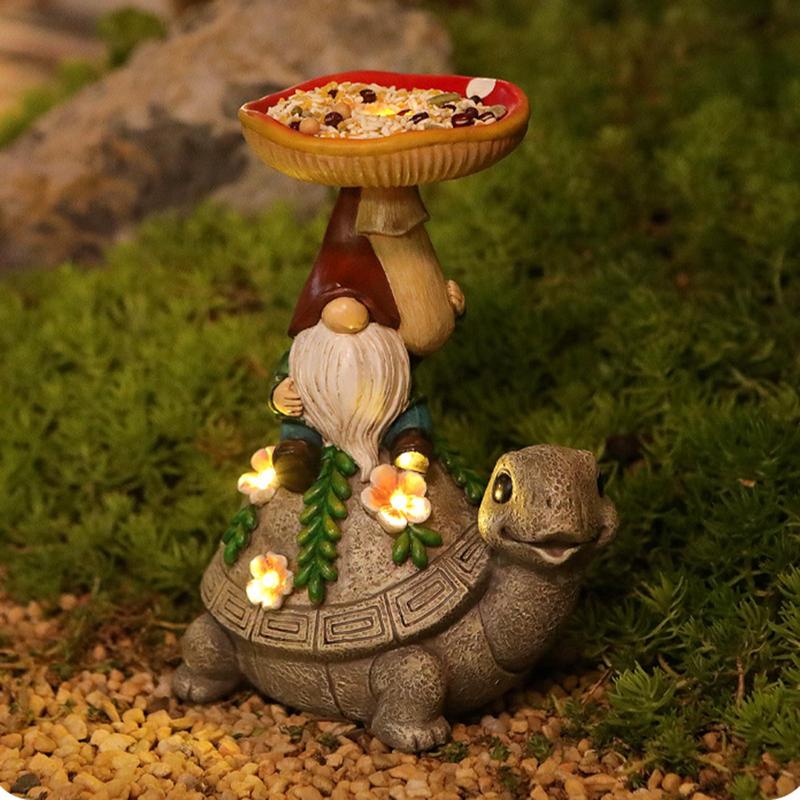 Милая солнечная черепаха лампа садовый гном кормушка для птиц 300 мА смола креативный суккулент черепаха двор светильник для семейных посиделок