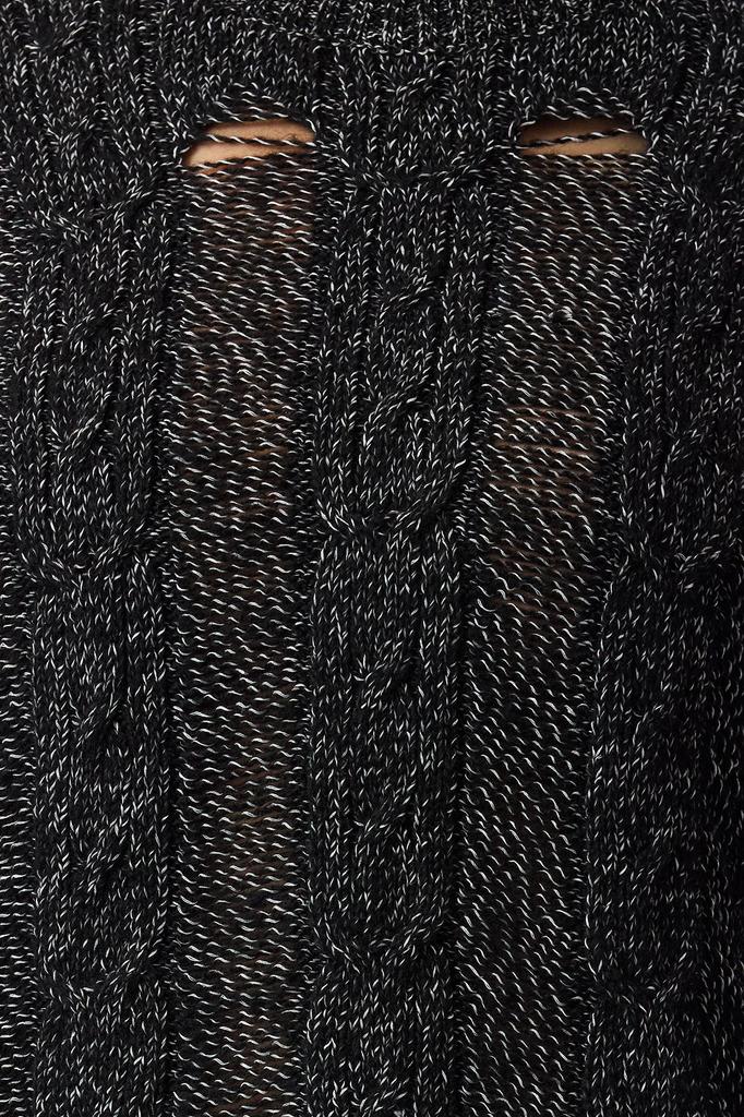 Women's Elegance Style Sweater Black Cotton Hair Knit Knitwear Sweater