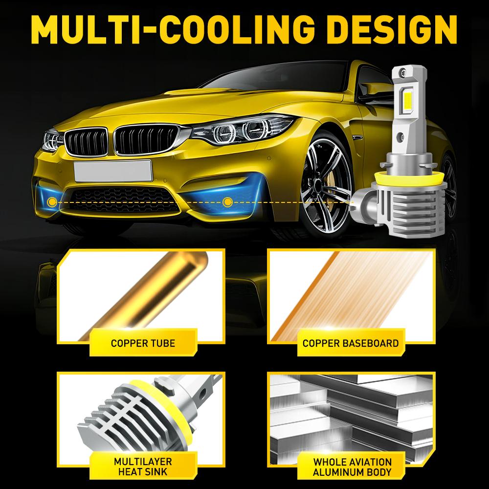 AUXITO 2X H10 H8 H9 H11 Светодиодная Canbus Без ошибок Противотуманная фара 9005 hb3 9006 hb4 H16JP Светодиодная фара Противотуманная лампа 12V Желтая Фара