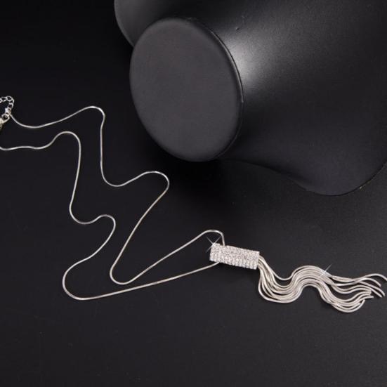 Женский полный кубический циркон, кулон в виде цилиндра, длинная цепочка, свитер с кисточками, ожерелье