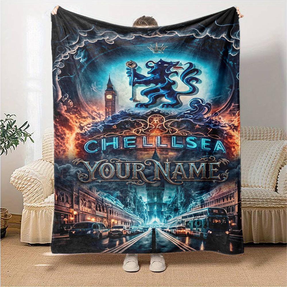 Chelsea Fc Football Player Customize Your Name Blanket Lightweight Customizable Blanket Ultra-Soft Perfect for Home Decor Seaside Nap Chair