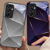 Геометрический принт Чехол для телефона из закаленного стекла для Samsung Galaxy A15 5G 54 4G 51 50 24 35 90 71 12 51 53 52S 80 22 34 Черный