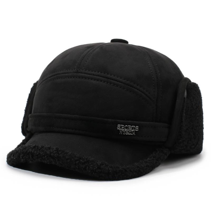 Осенне-зимняя теплая шапка-бомбер мужская для отца уличная толстая для среднего и пожилого возраста бархатная шапка с защитой ушей