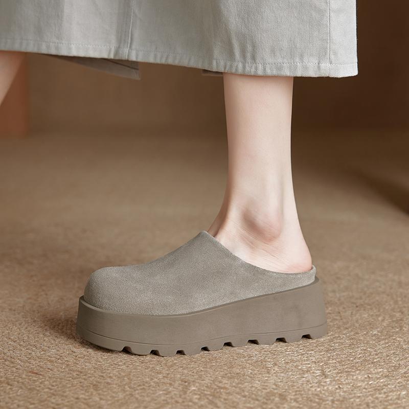 Женские тапочки Мюли на толстой подошве для женщин с закрытыми носками Удобные полутапочки большого размера для женщин