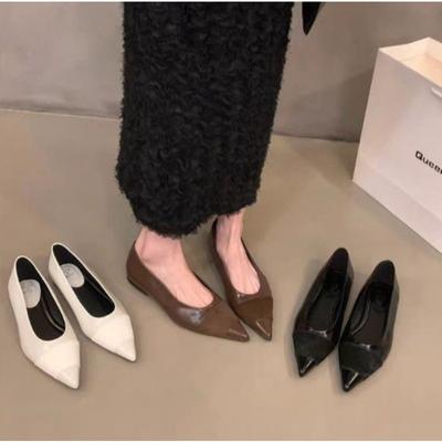 Мода Весна Осень Новый Стиль Женские Балетки Острый Носок Клетка Балетки Женская Обувь Однотонные Туфли-лодочки Одинарная Обувь Zapatos Mujer