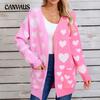 Winter Women's Patchwork Knit Valentine's Day Pocket Long Cardigan Love Sweater