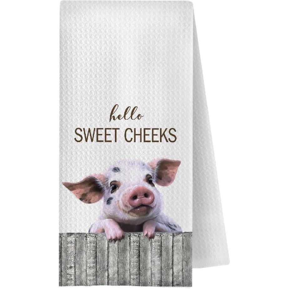 Highland Cow Bathroom Kitchen Towels - Hello Sweet Cheeks Western Bathroom Kitchen Decor,Farmhouse Western Cow Decorative Hand Towels 16x24, Funny