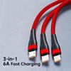 3 In 1 Fast Charging Cord 1.2m For iPhone 14 Samsung Xiaomi 100W 6A Micro USB Type-C Data Cable USBC Charge Wire