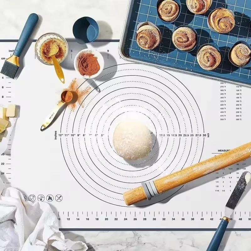 1 шт. 40X50 см белый и красный коврик для замешивания теста силиконовый коврик для выпечки пиццы торт тестомес кухонный гриль гаджеты формы для выпечки