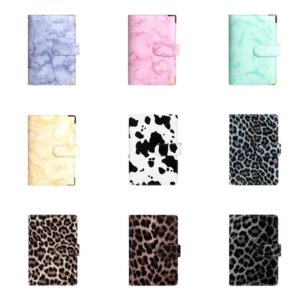 Faux Leather Savings Challenges Book Marbling/Leopard Print Mini Budget Binder Save Money