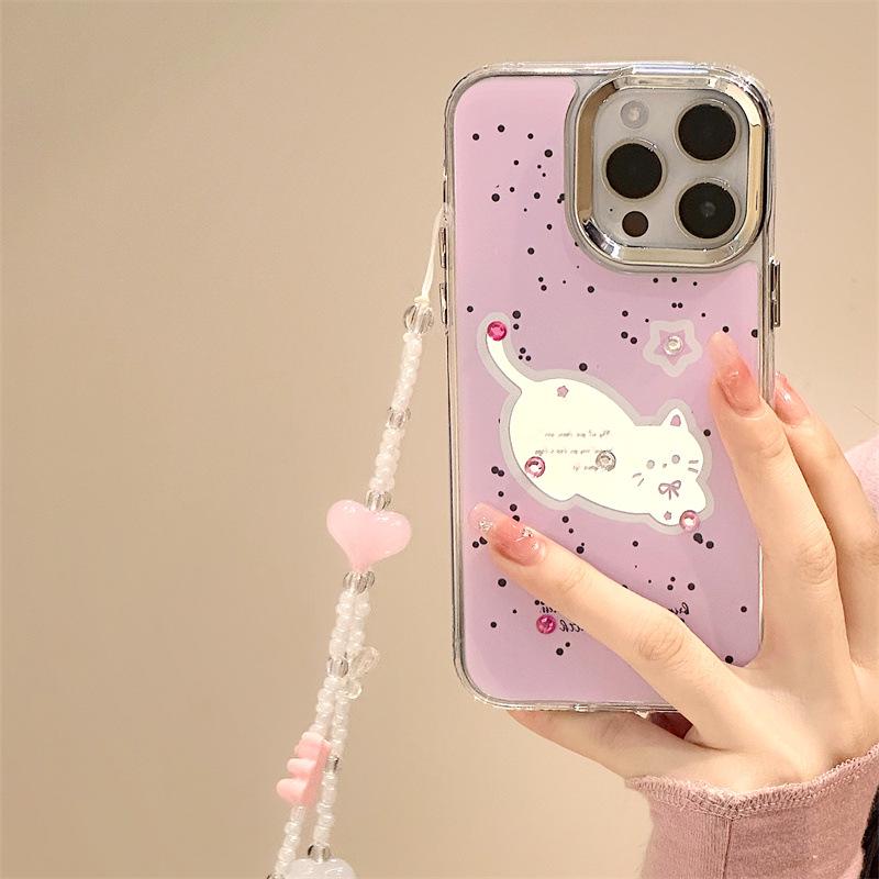 Чехол Zhitai для iPhone 12 Pro Max/13 Pro/14/15/16: Зеркало «три в одном» с браслетом.