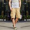 Summer Men's Baggy Multi Pocket Cargo Shorts Male Cotton Mens Shorts Short Pants No Belt